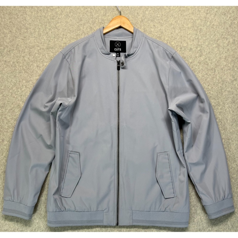 Cuts Mens Legacy Bomber Jacket‎ Gray Full Zip Lightweight Welt Pockets Lined 2XL